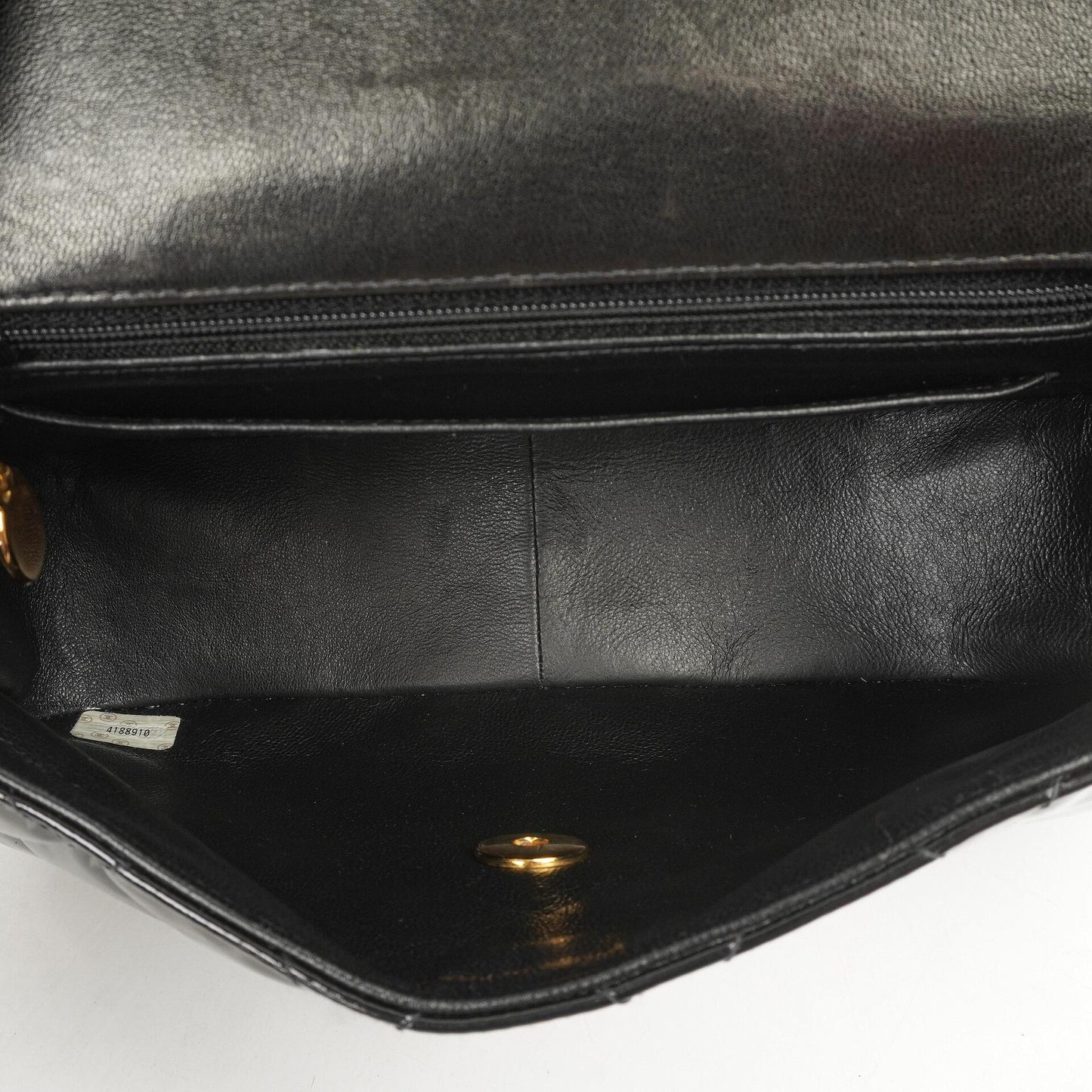 Chanel Chain Top Handle Single Flap Bag Black Quilted Patent Leather 24K Gold-Plated Hardware