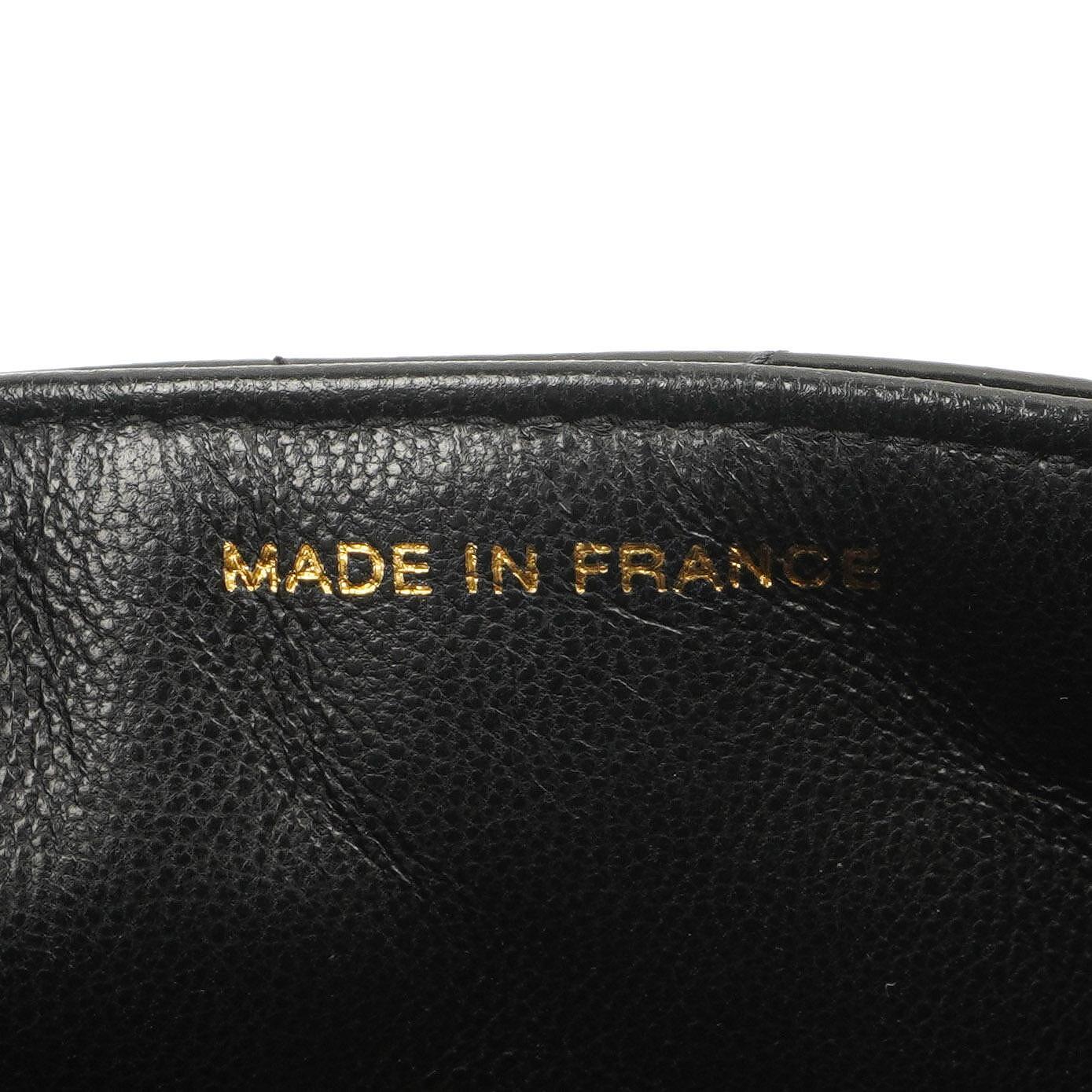 Chanel Chain Top Handle Single Flap Bag Black Quilted Patent Leather 24K Gold-Plated Hardware
