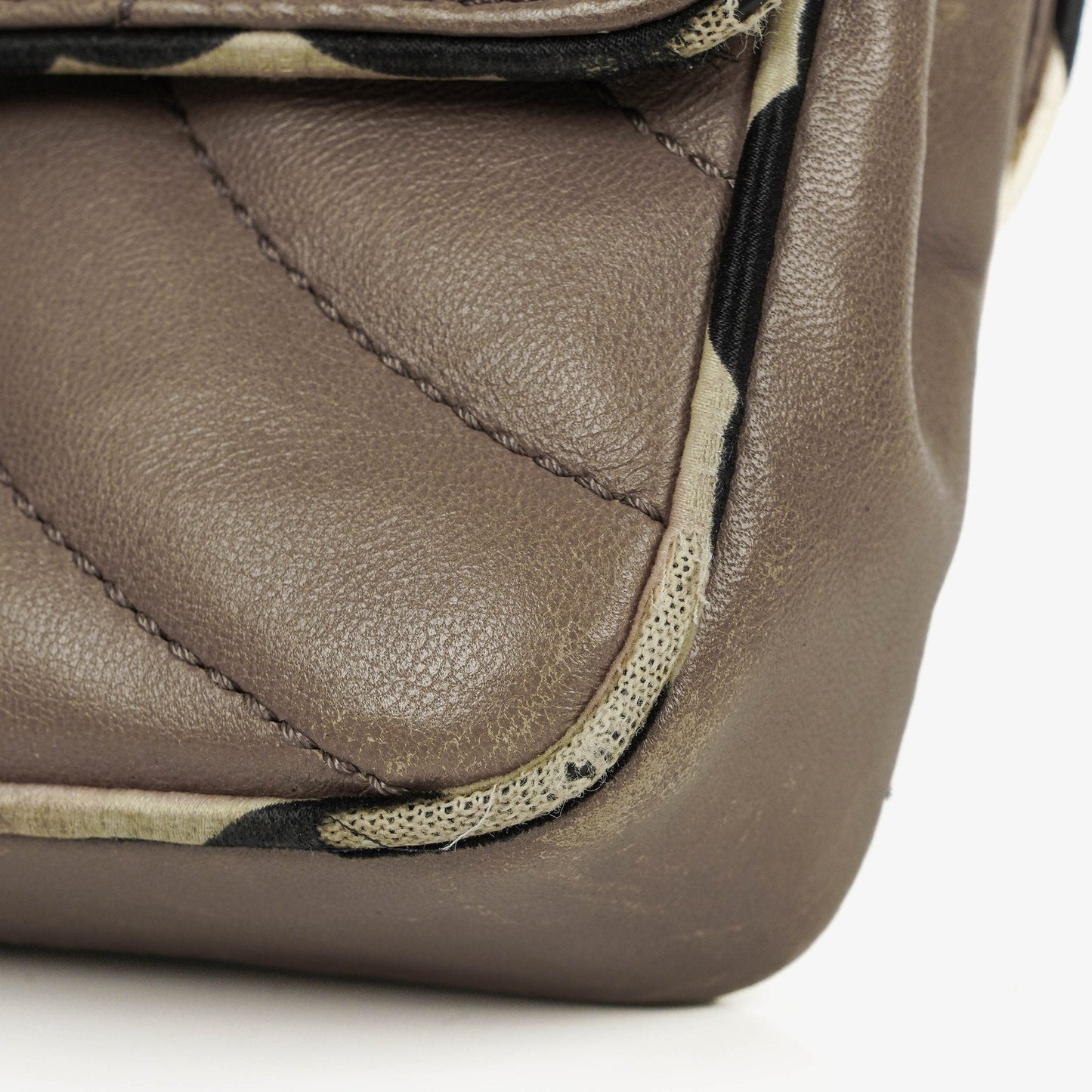 Chanel Chevron Mini Flap Quilted Lambskin And Printed Silk Trim With Silver Hardware