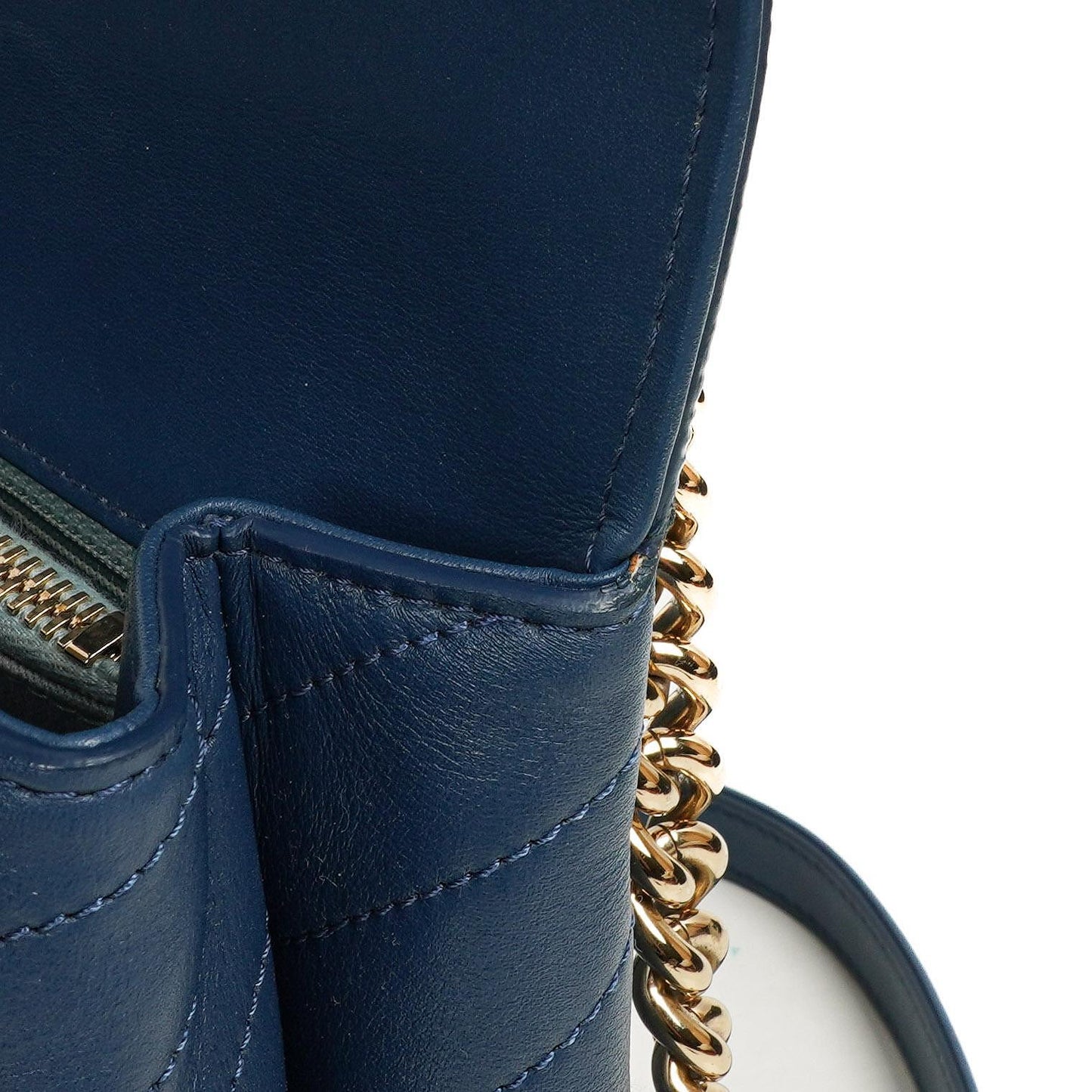 Chanel Chevron Stitched Large Envelope Compartment Flap Bag Blue Calfskin Gold-Tone Hardware, 2018-2019