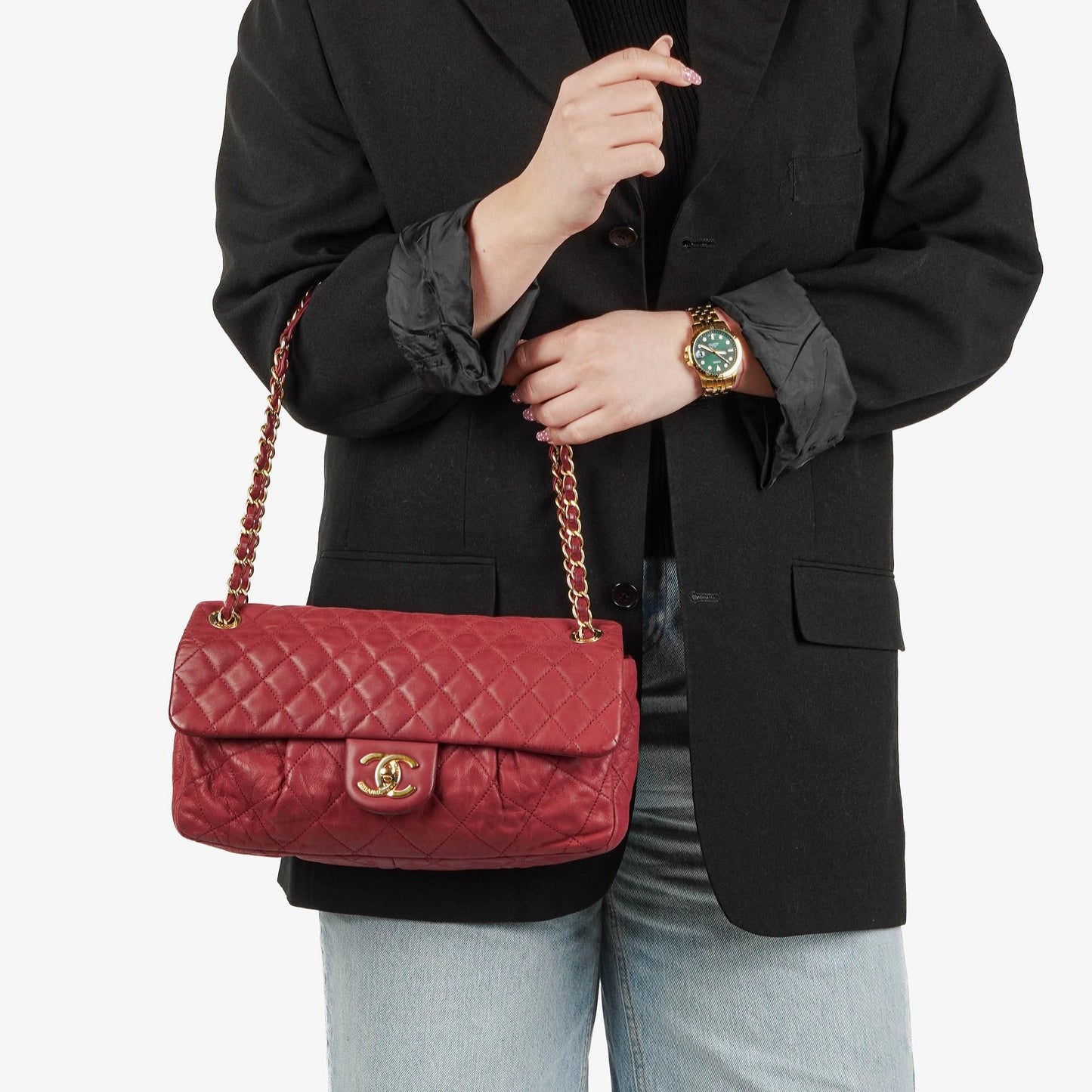 Chanel Chic Single Flap Bag Quilted Iridescent Calfskin With Gold-Tone Hardware
