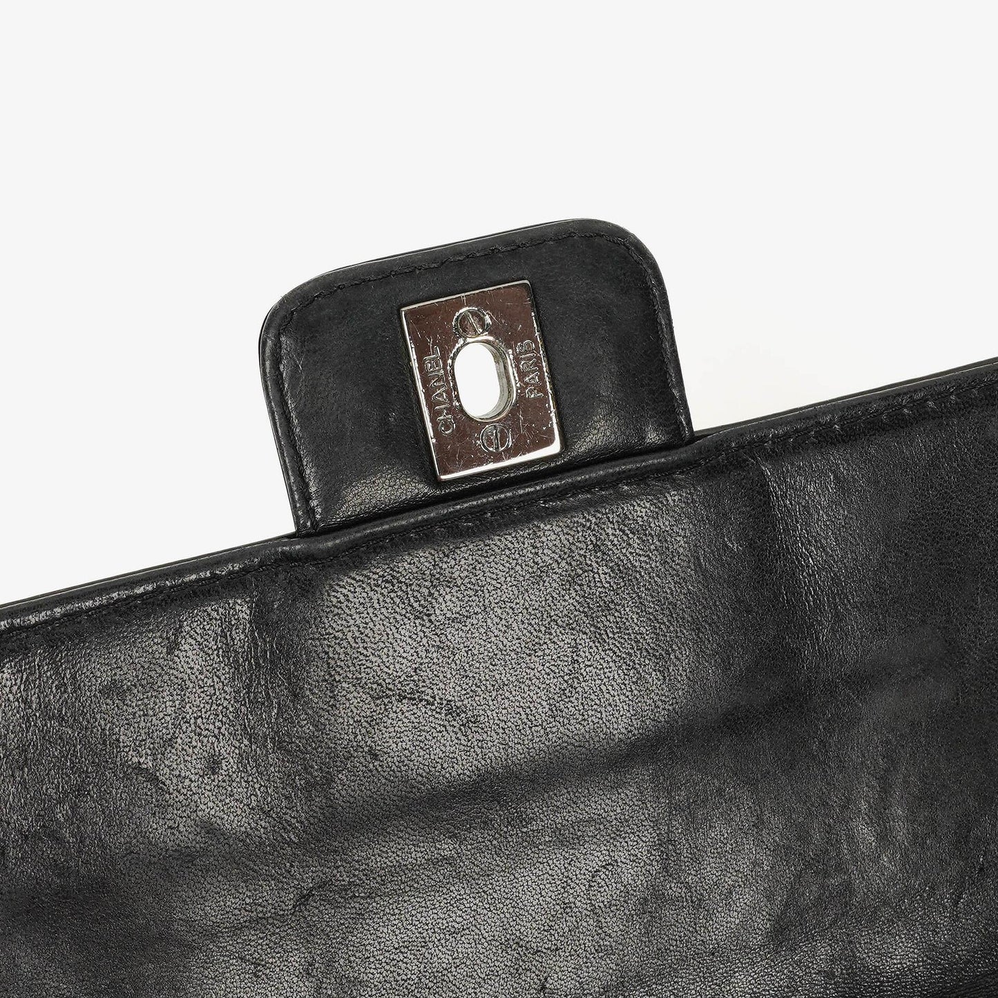 Chanel Chocolate Bar Briefcase Black Patent Leather With Silver Tone Hardware