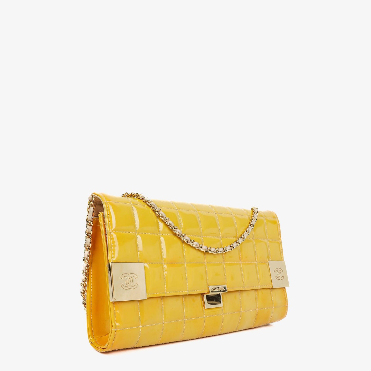 Chanel Chocolate Bar East West Patent Leather Shoulder Bag