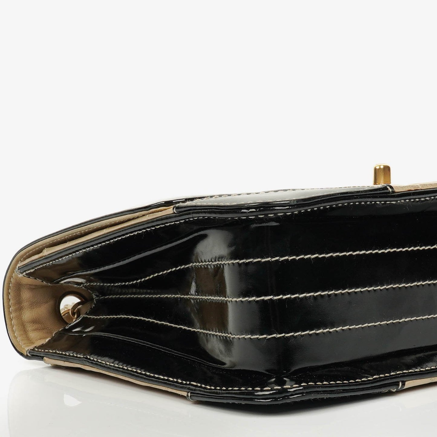 Chanel Chocolate Bar Lambskin And Patent Leather Single Flap Bag