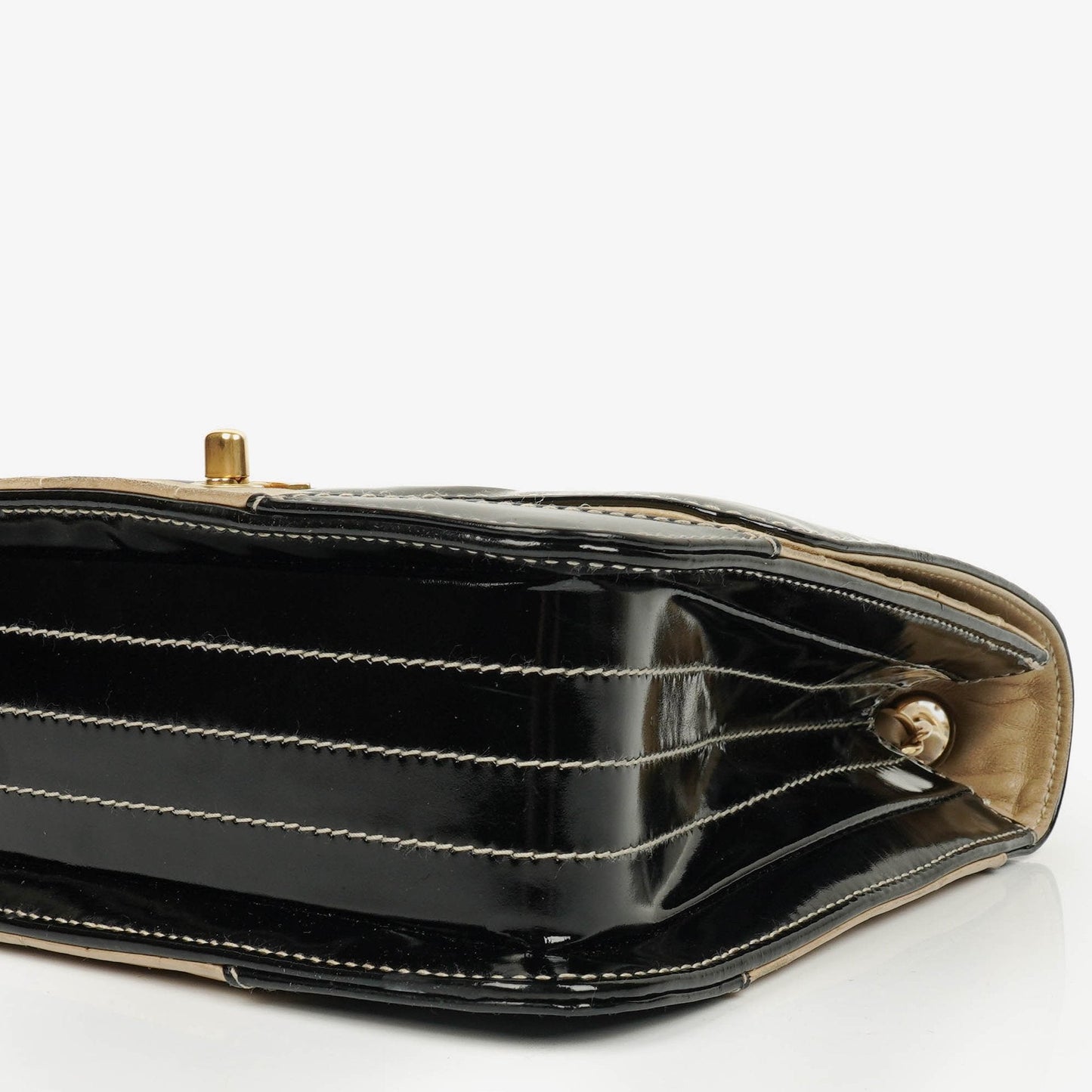 Chanel Chocolate Bar Lambskin And Patent Leather Single Flap Bag