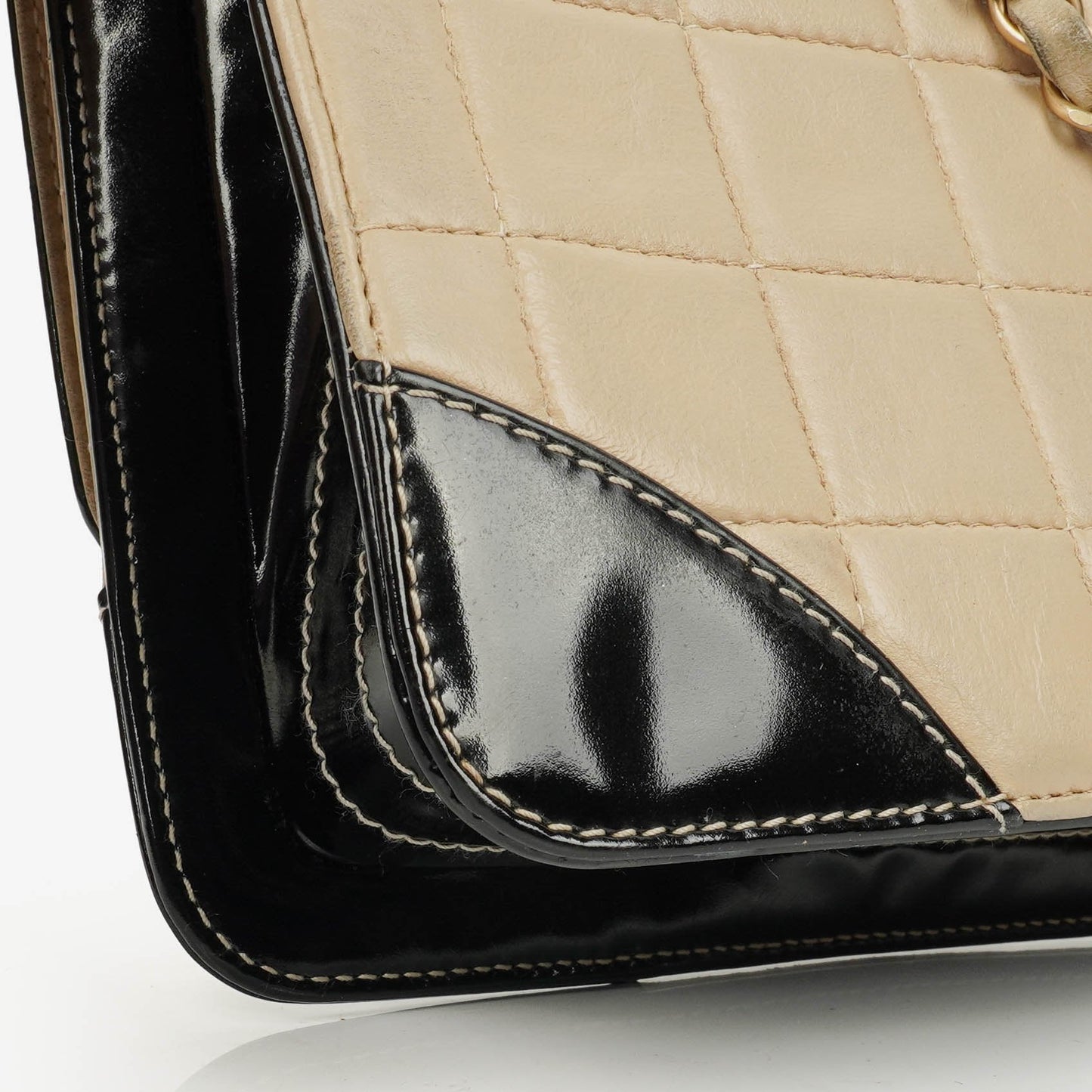Chanel Chocolate Bar Lambskin And Patent Leather Single Flap Bag