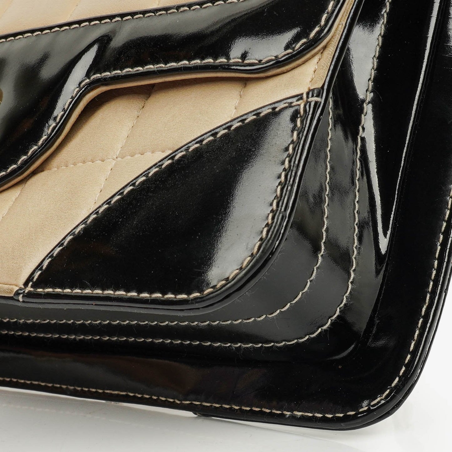 Chanel Chocolate Bar Lambskin And Patent Leather Single Flap Bag