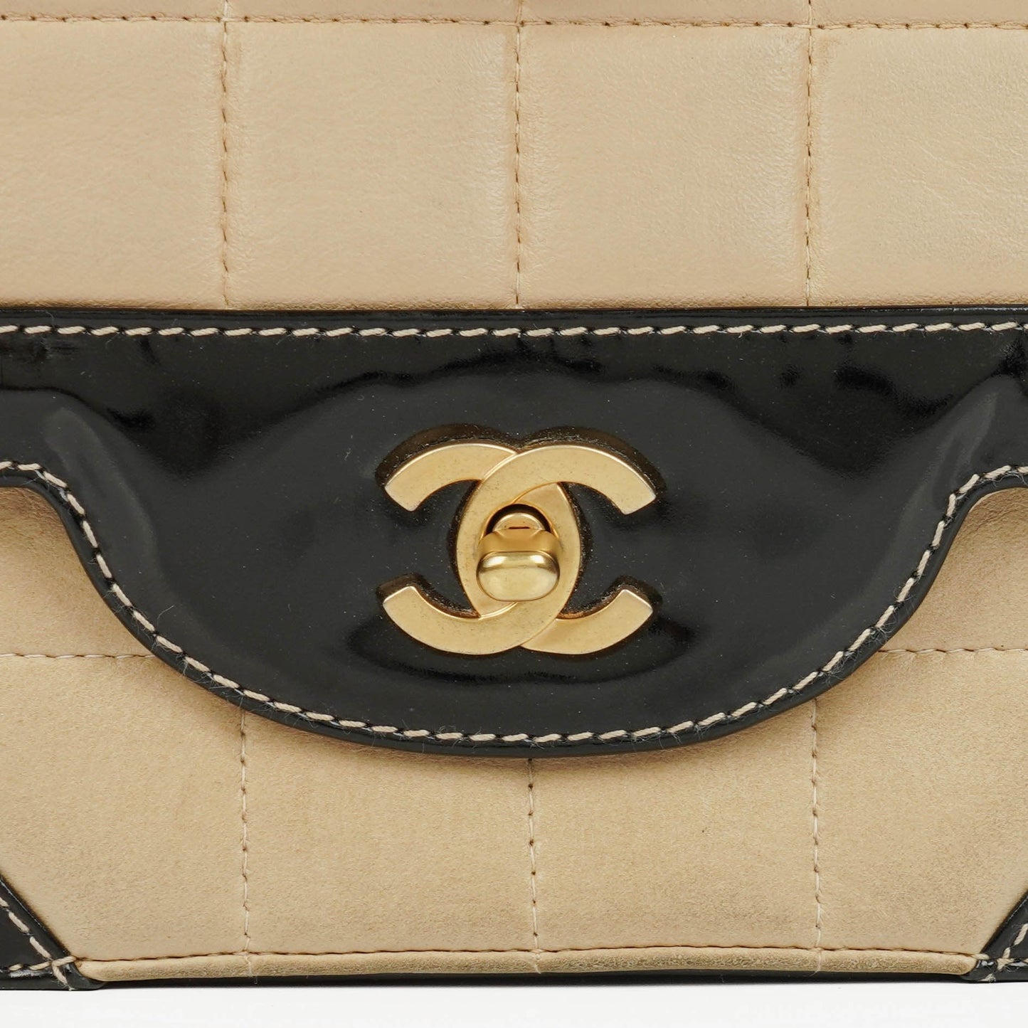 Chanel Chocolate Bar Lambskin And Patent Leather Single Flap Bag