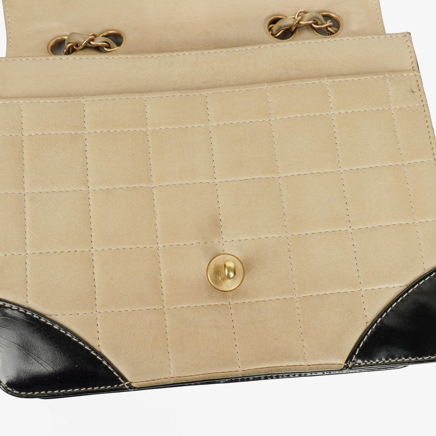 Chanel Chocolate Bar Lambskin And Patent Leather Single Flap Bag