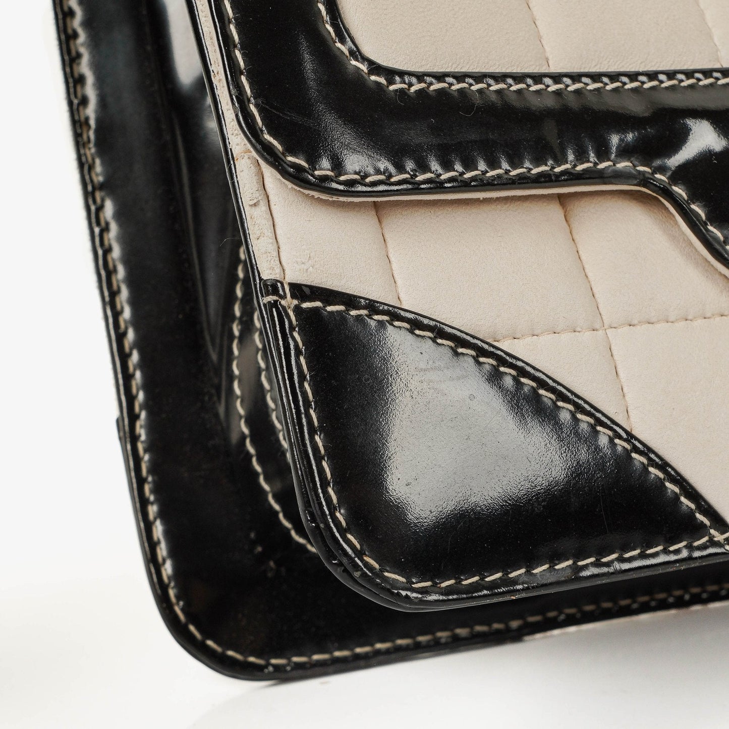 Chanel Chocolate Bar Leather And Patent Leather Single Flap Bag