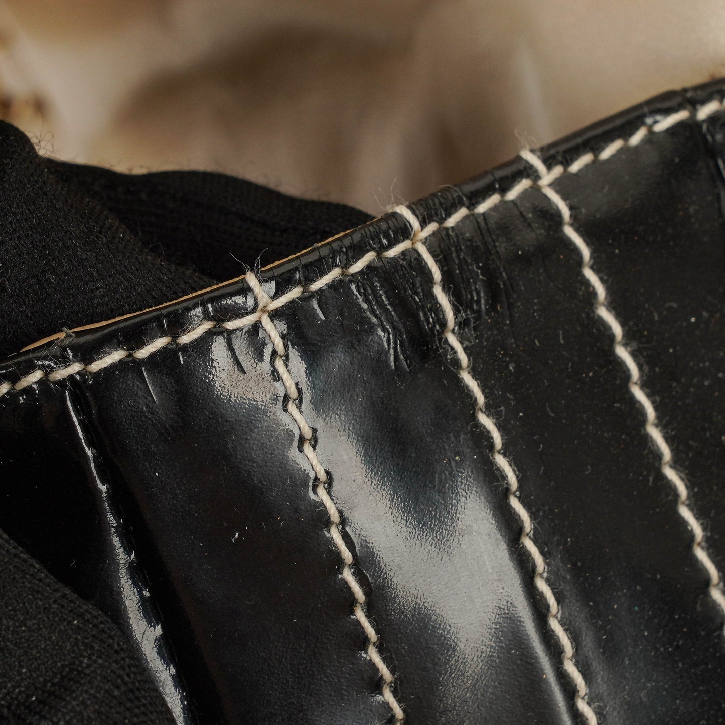 Chanel Chocolate Bar Leather And Patent Leather Single Flap Bag