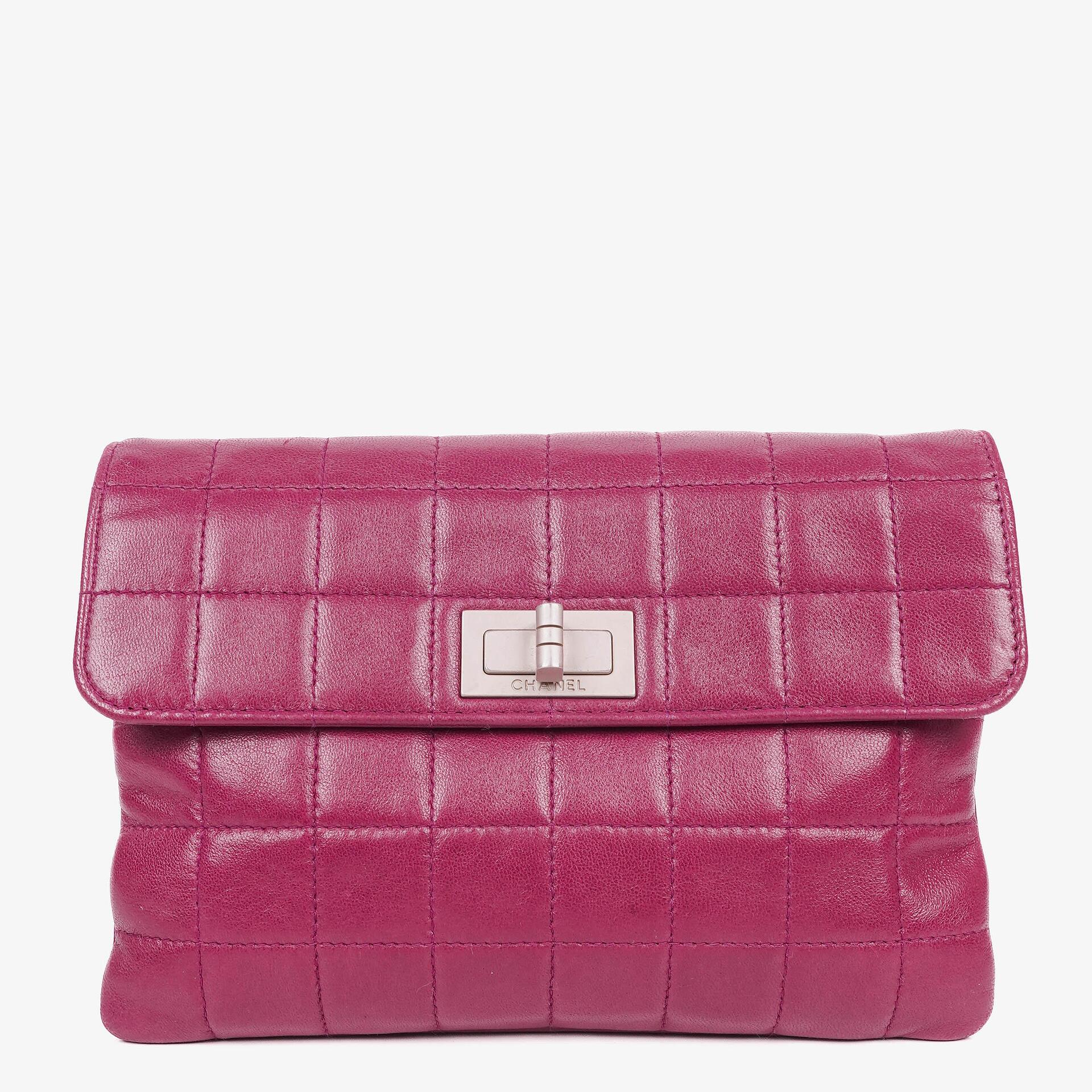 Chanel Chocolate Bar Purple Leather Quilted Flap Bag