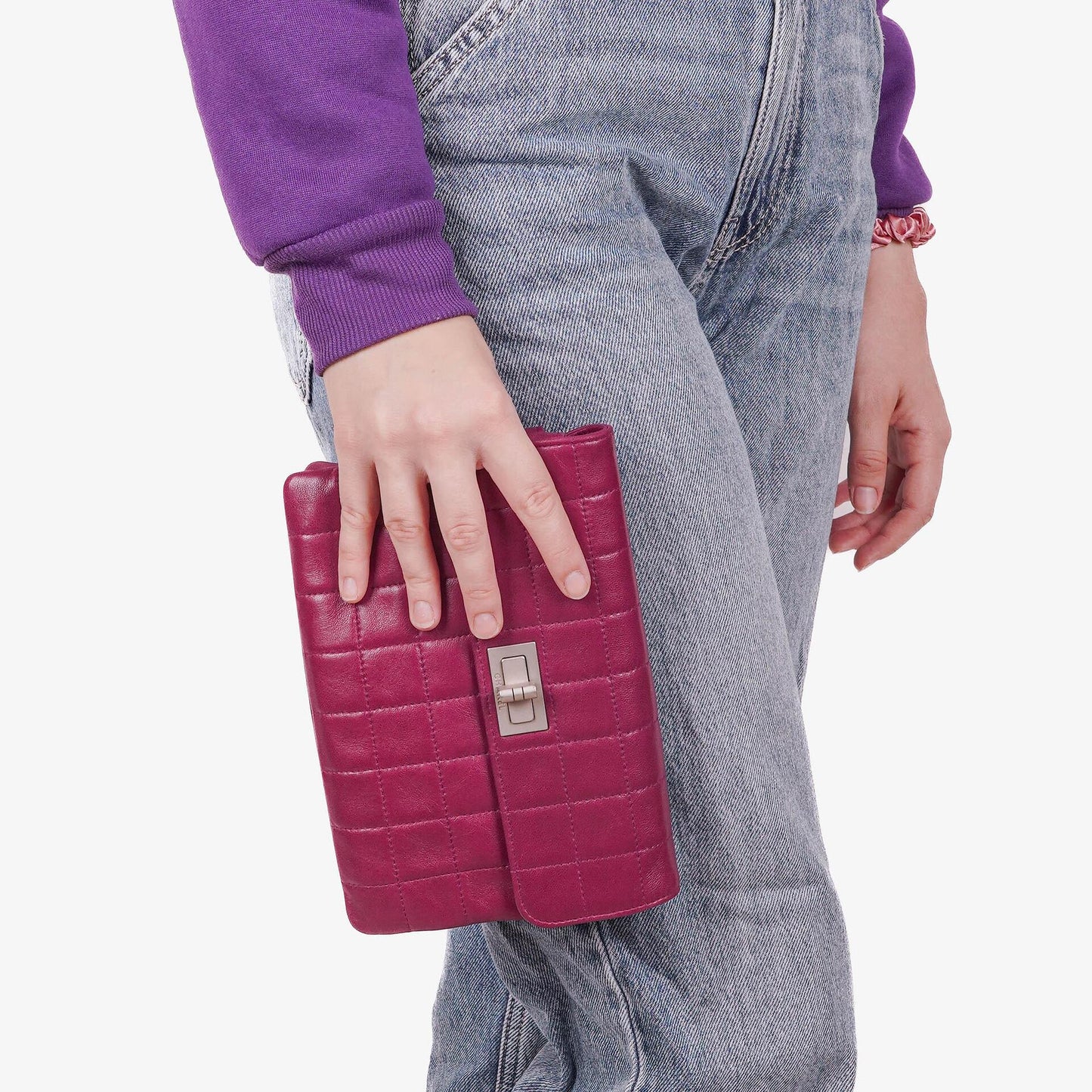 Chanel Chocolate Bar Purple Leather Quilted Flap Bag