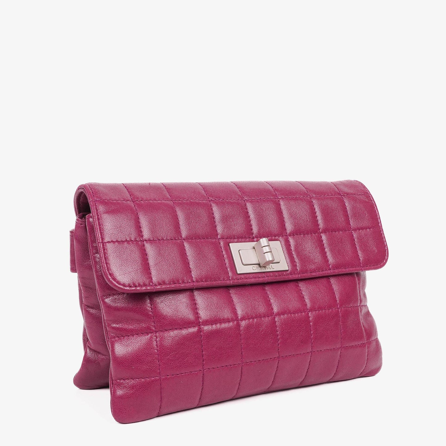 Chanel Chocolate Bar Purple Leather Quilted Flap Bag