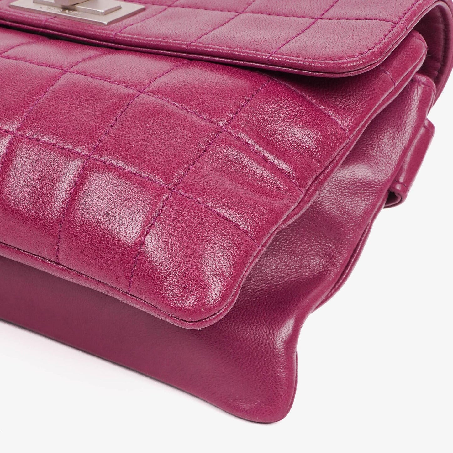 Chanel Chocolate Bar Purple Leather Quilted Flap Bag