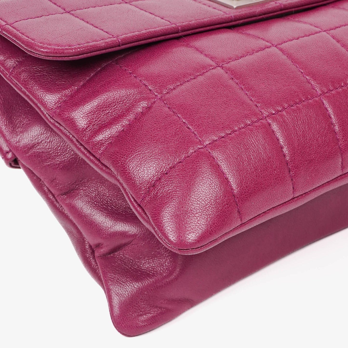 Chanel Chocolate Bar Purple Leather Quilted Flap Bag