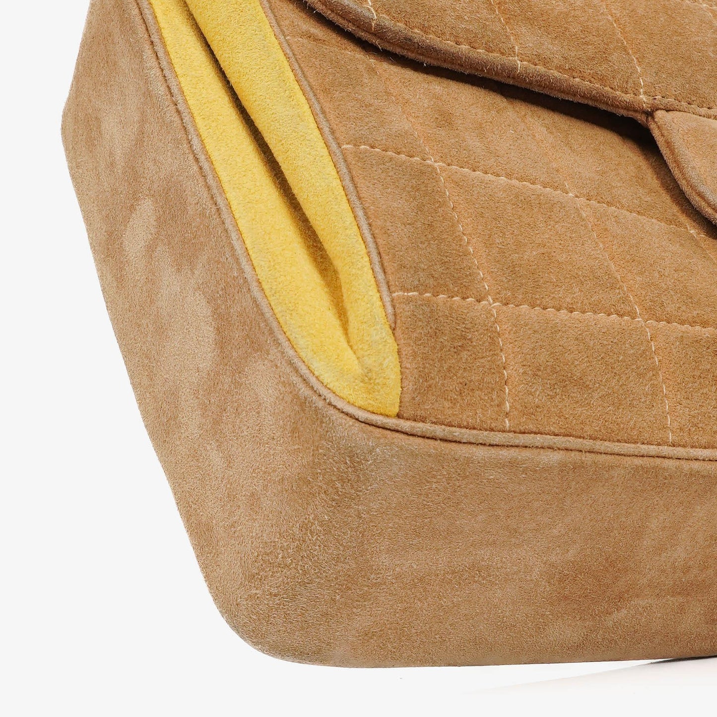 Chanel Chocolate Bar Yellow/Beige Suede Top Handle Flap Bag