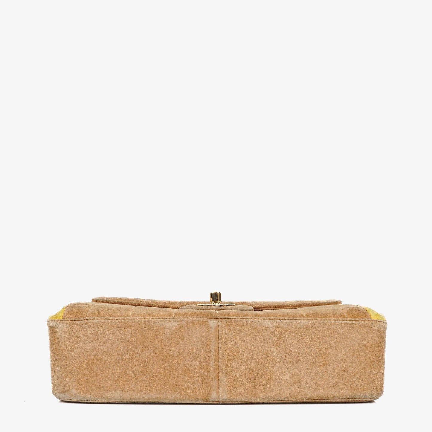 Chanel Chocolate Bar Yellow/Beige Suede Top Handle Flap Bag