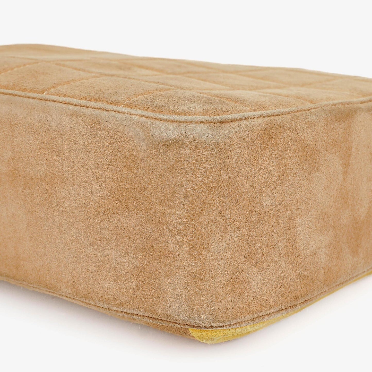 Chanel Chocolate Bar Yellow/Beige Suede Top Handle Flap Bag