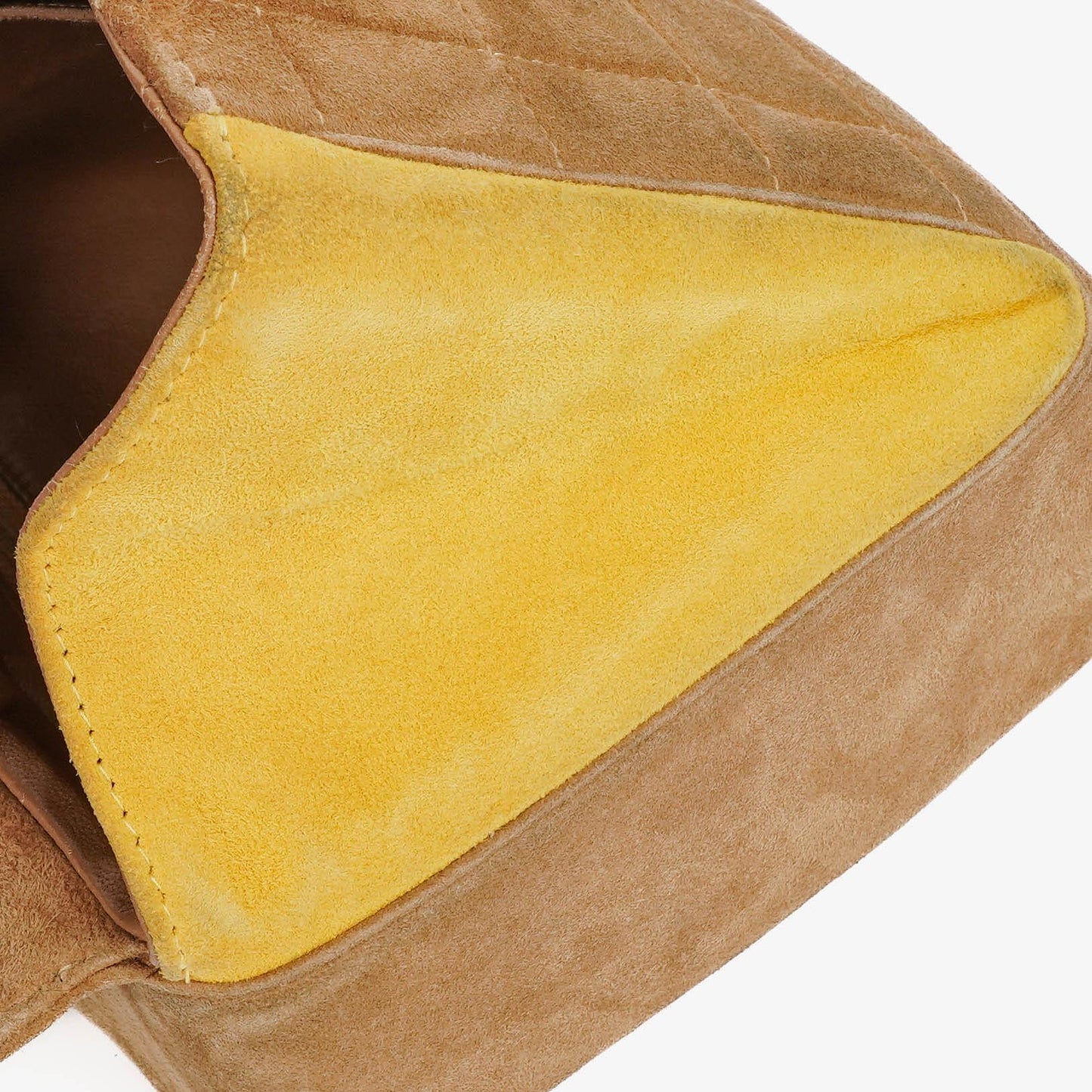 Chanel Chocolate Bar Yellow/Beige Suede Top Handle Flap Bag