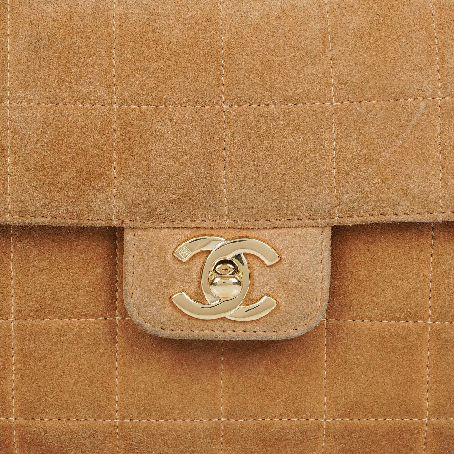 Chanel Chocolate Bar Yellow/Beige Suede Top Handle Flap Bag