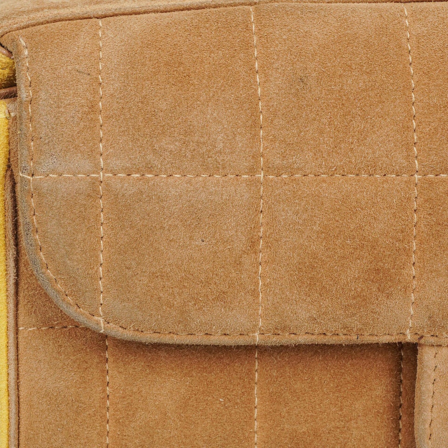 Chanel Chocolate Bar Yellow/Beige Suede Top Handle Flap Bag