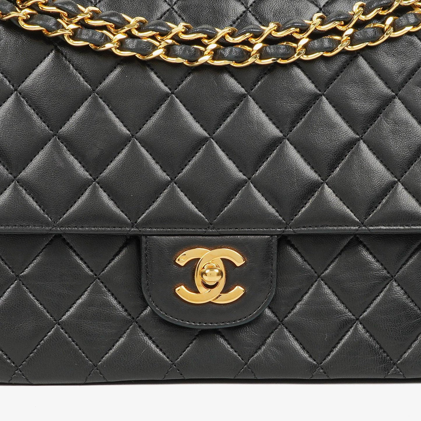 Chanel Classic Black Quilted Lambskin Double Flap Bag With 24K Gold-Plated Hardware
