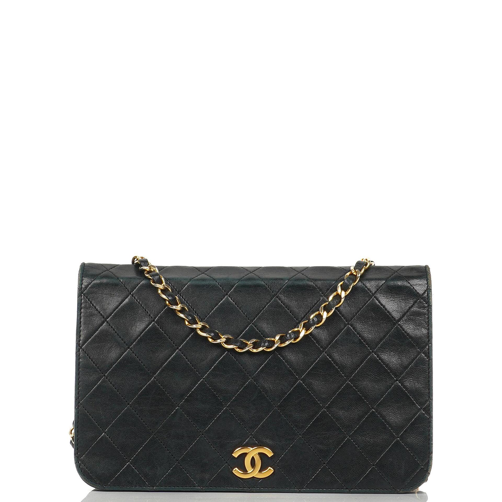 Chanel Classic Black Quilted Lambskin Full Flap Bag With 24K Gold-Plated Hardware