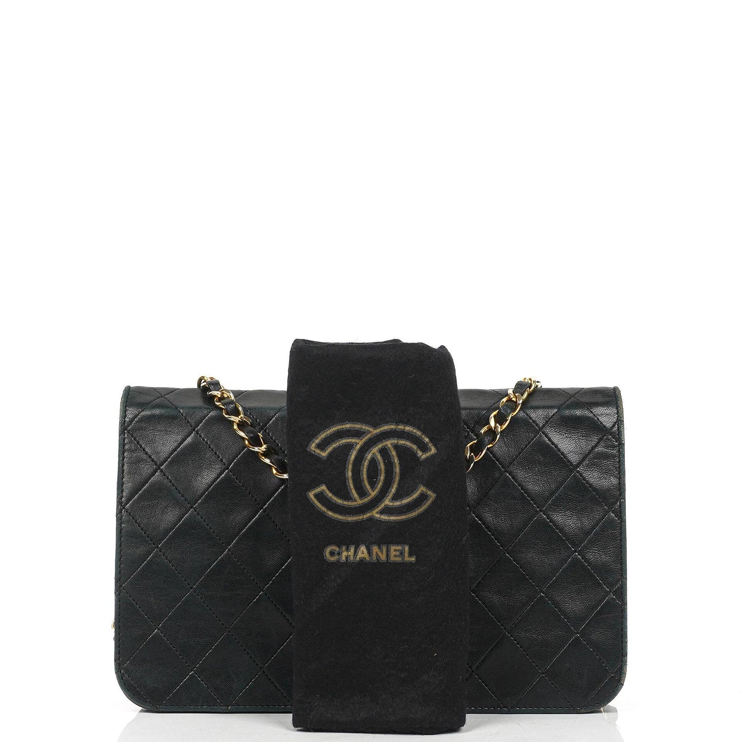 Chanel Classic Black Quilted Lambskin Full Flap Bag With 24K Gold-Plated Hardware