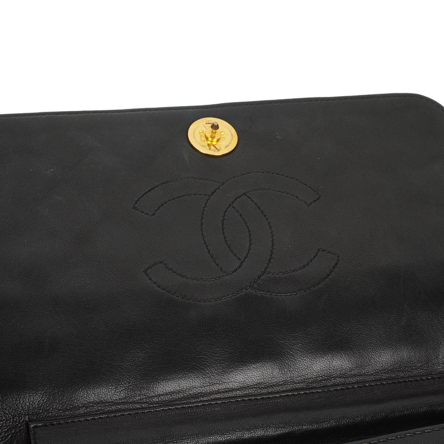 Chanel Classic Black Quilted Lambskin Full Flap Bag With 24K Gold-Plated Hardware
