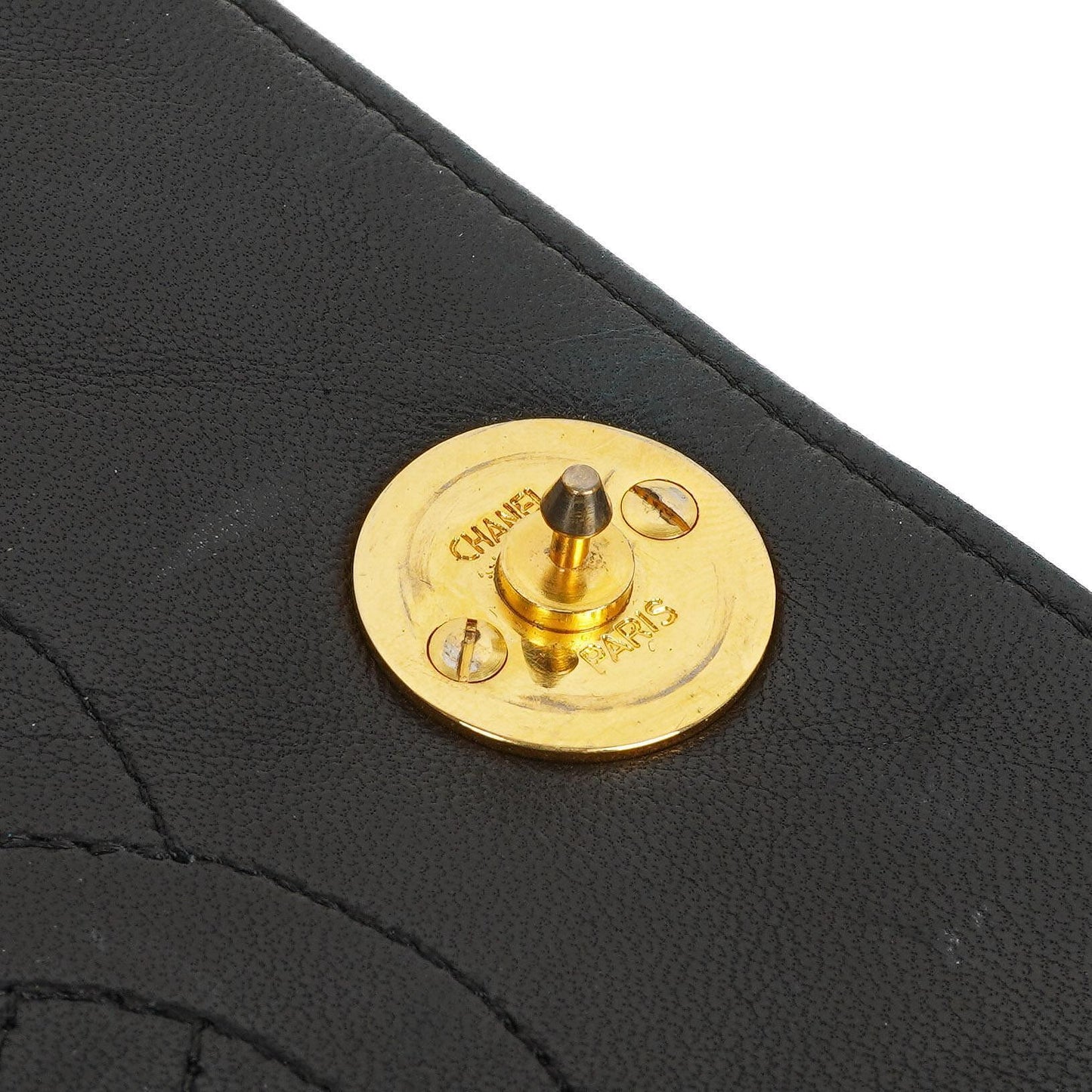 Chanel Classic Black Quilted Lambskin Full Flap Bag With 24K Gold-Plated Hardware