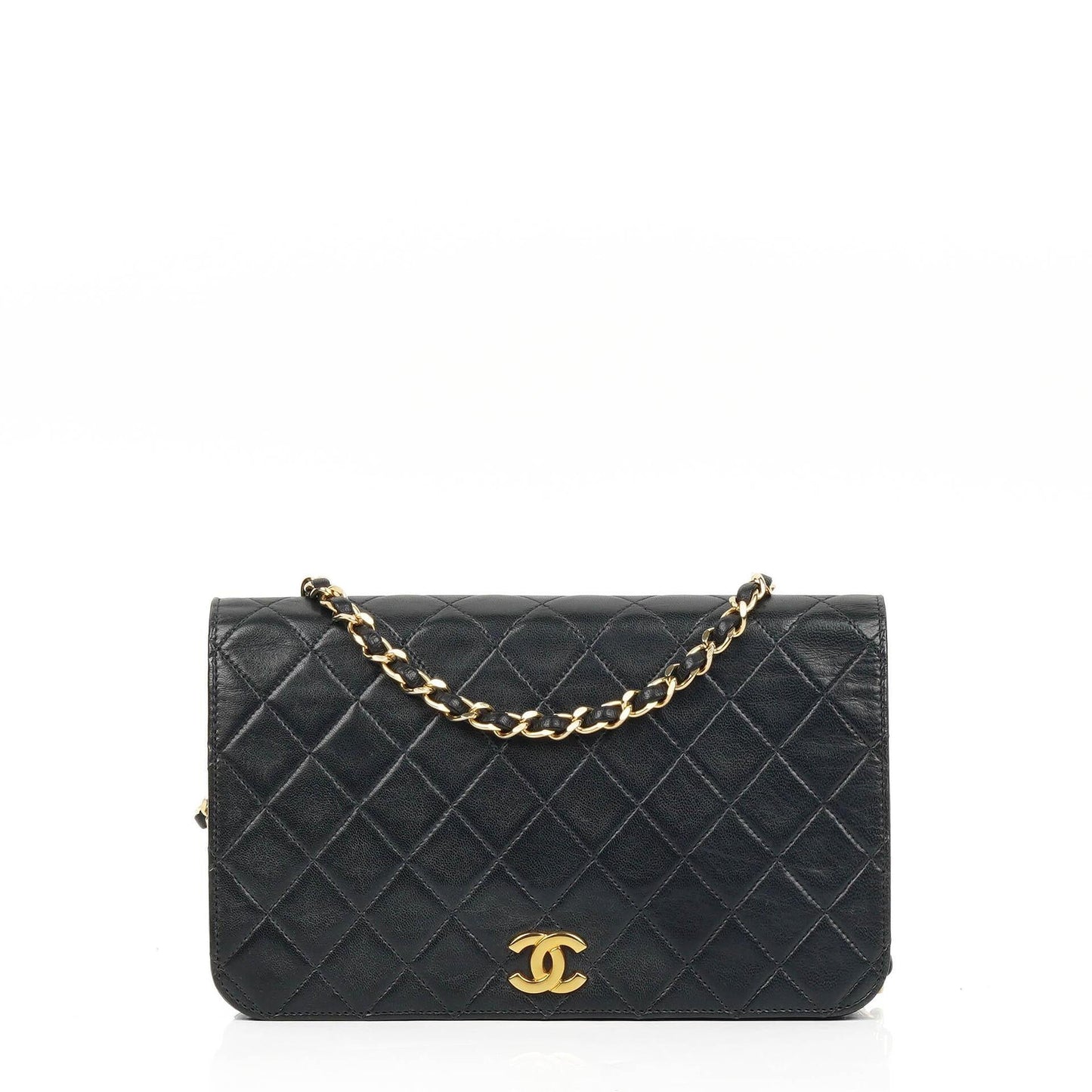 Chanel Classic Black Quilted Lambskin Full Flap Bag With Gold-Tone Hardware
