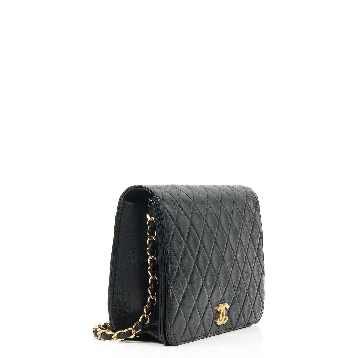 Chanel Classic Black Quilted Lambskin Full Flap Bag With Gold-Tone Hardware