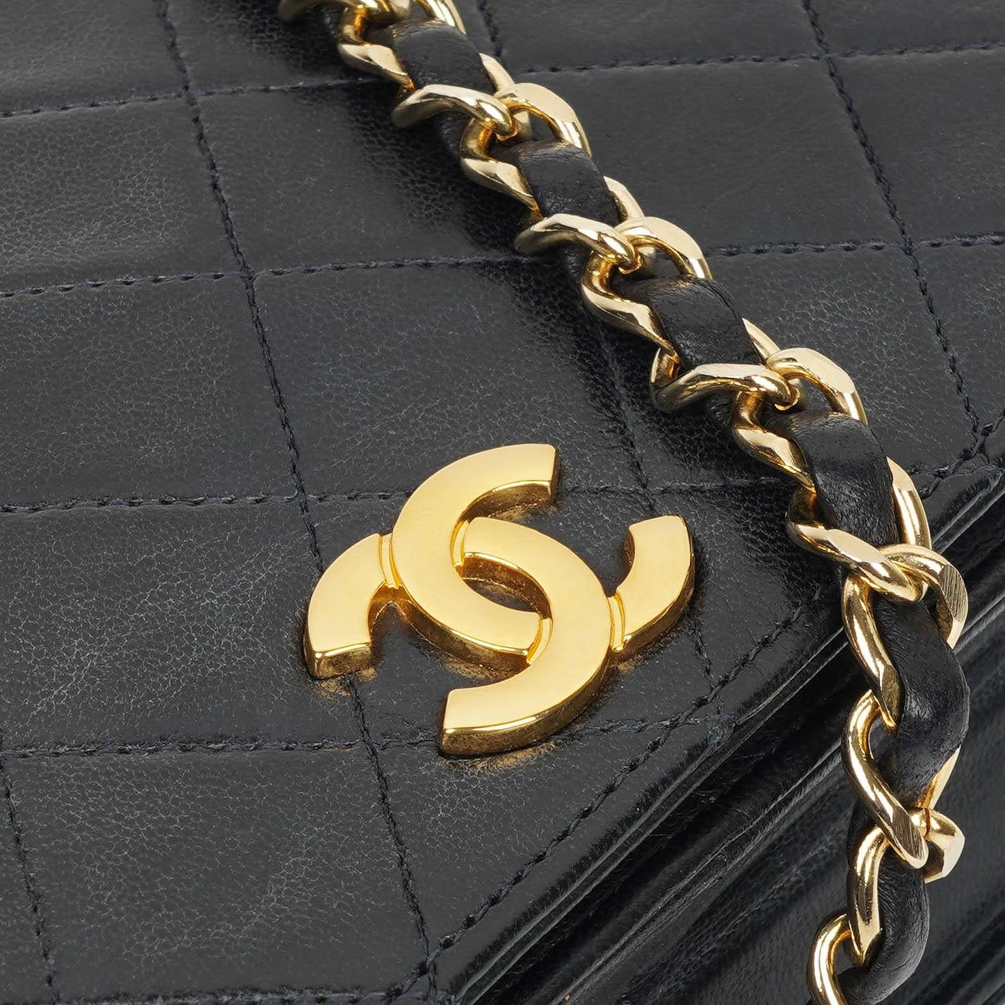 Chanel Classic Black Quilted Lambskin Full Flap Bag With Gold-Tone Hardware