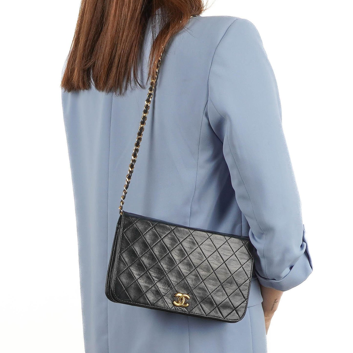 Chanel Classic Black Quilted Lambskin Full Flap With 24K Gold-Plated Hardware