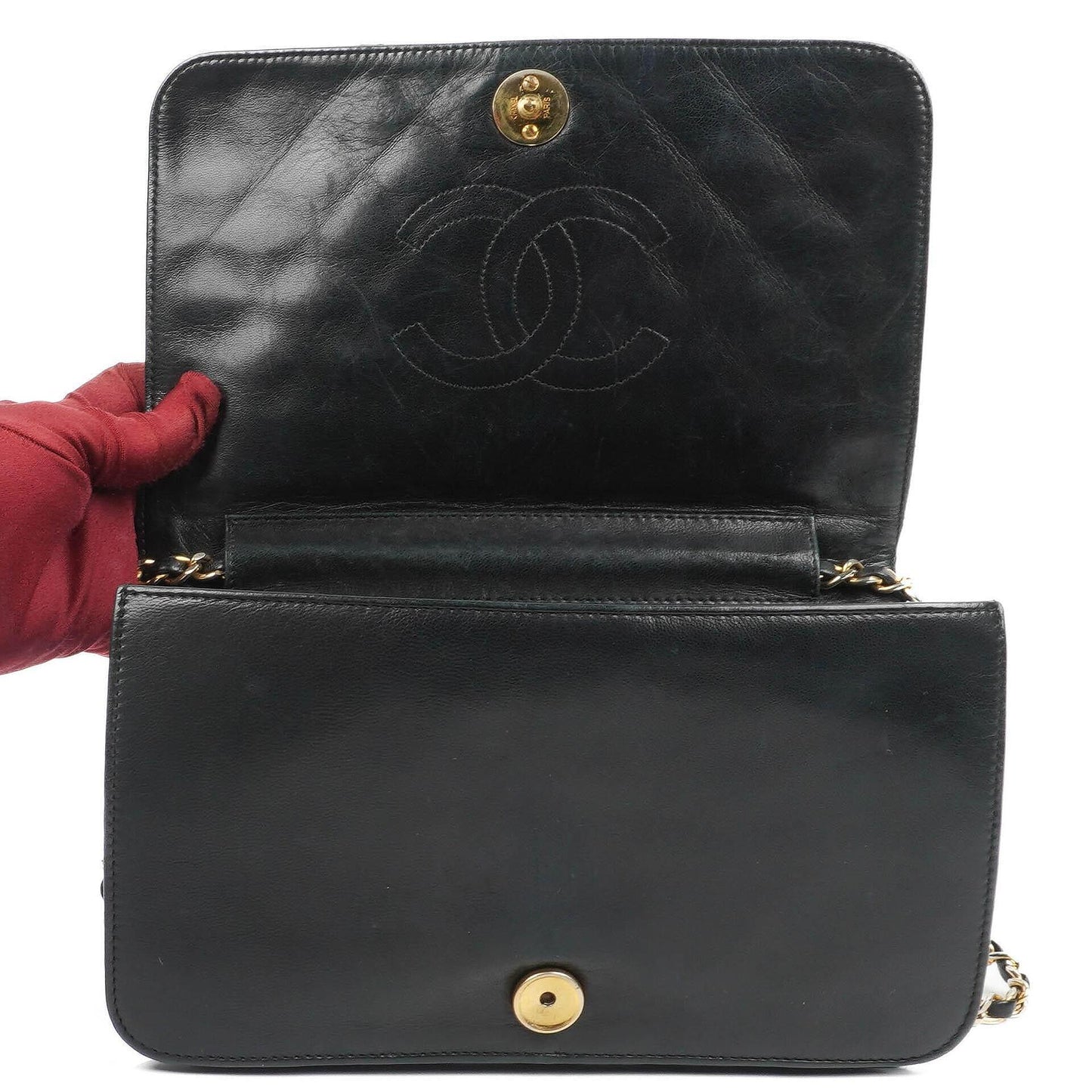 Chanel Classic Black Quilted Lambskin Full Flap With 24K Gold-Plated Hardware
