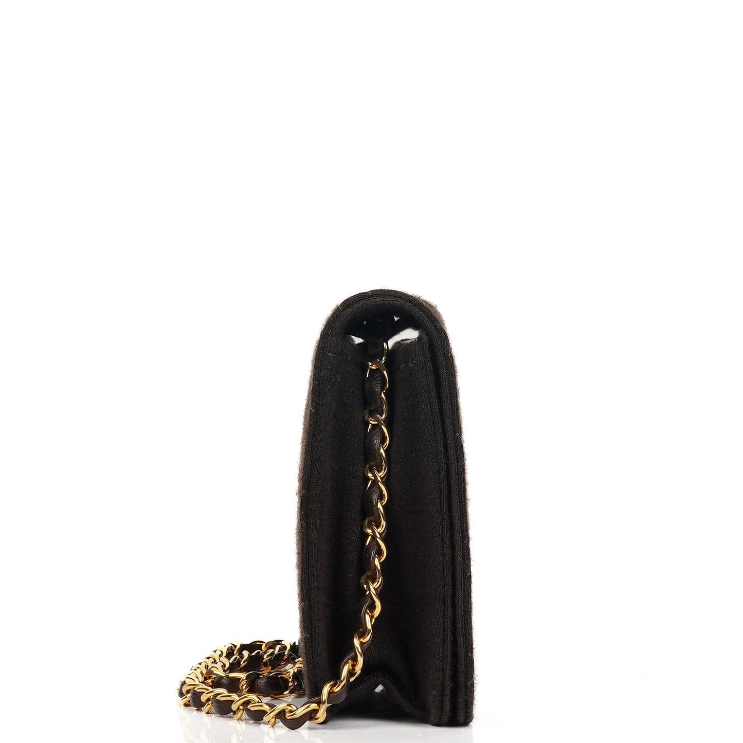Chanel Classic Brown Quilted Jersey Full Flap Bag With 24K Gold-Plated Hardware