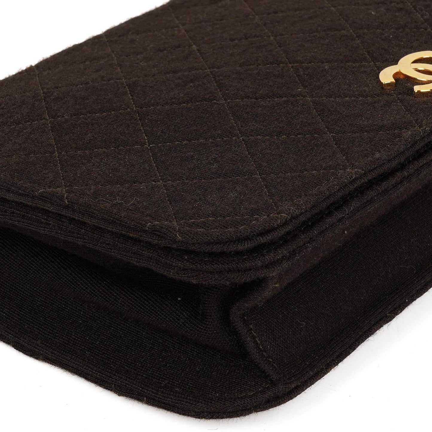 Chanel Classic Brown Quilted Jersey Full Flap Bag With 24K Gold-Plated Hardware