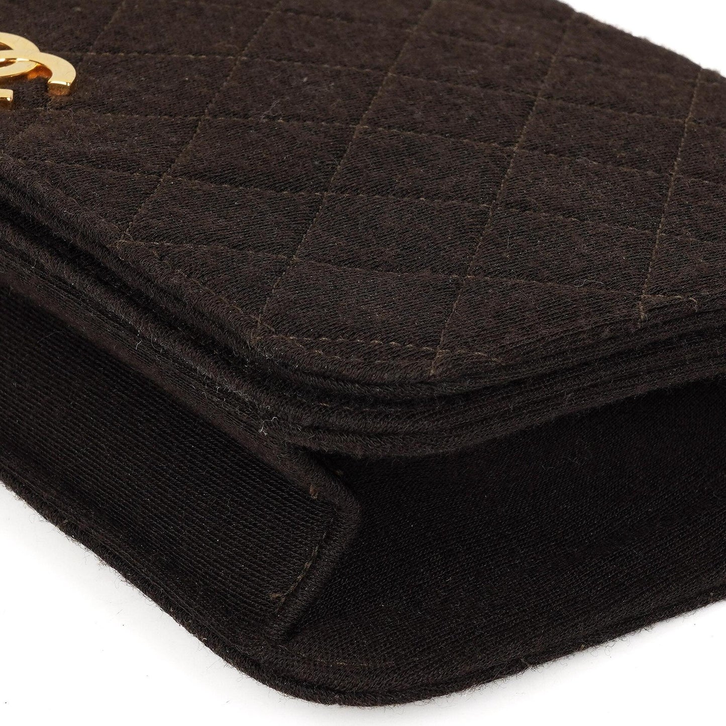 Chanel Classic Brown Quilted Jersey Full Flap Bag With 24K Gold-Plated Hardware