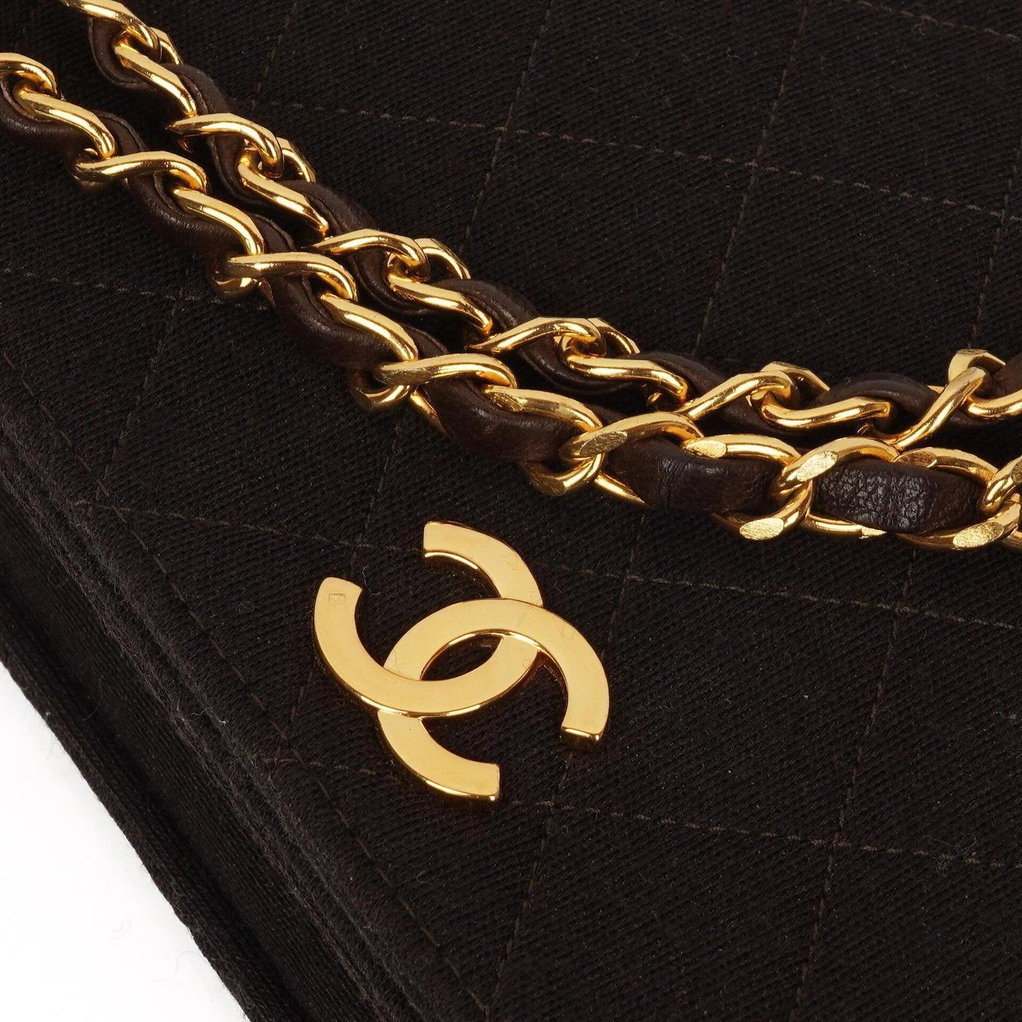 Chanel Classic Brown Quilted Jersey Full Flap Bag With 24K Gold-Plated Hardware