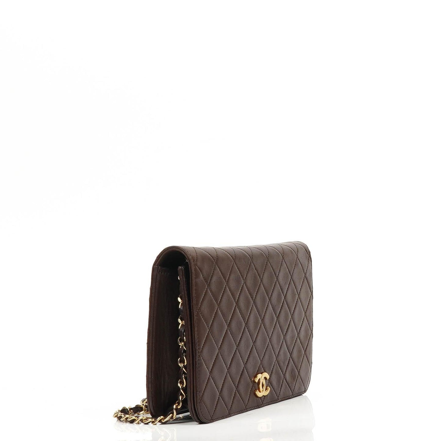 Chanel Classic Brown Quilted Lambskin Full Flap Bag With 24K Gold-Plated Hardware