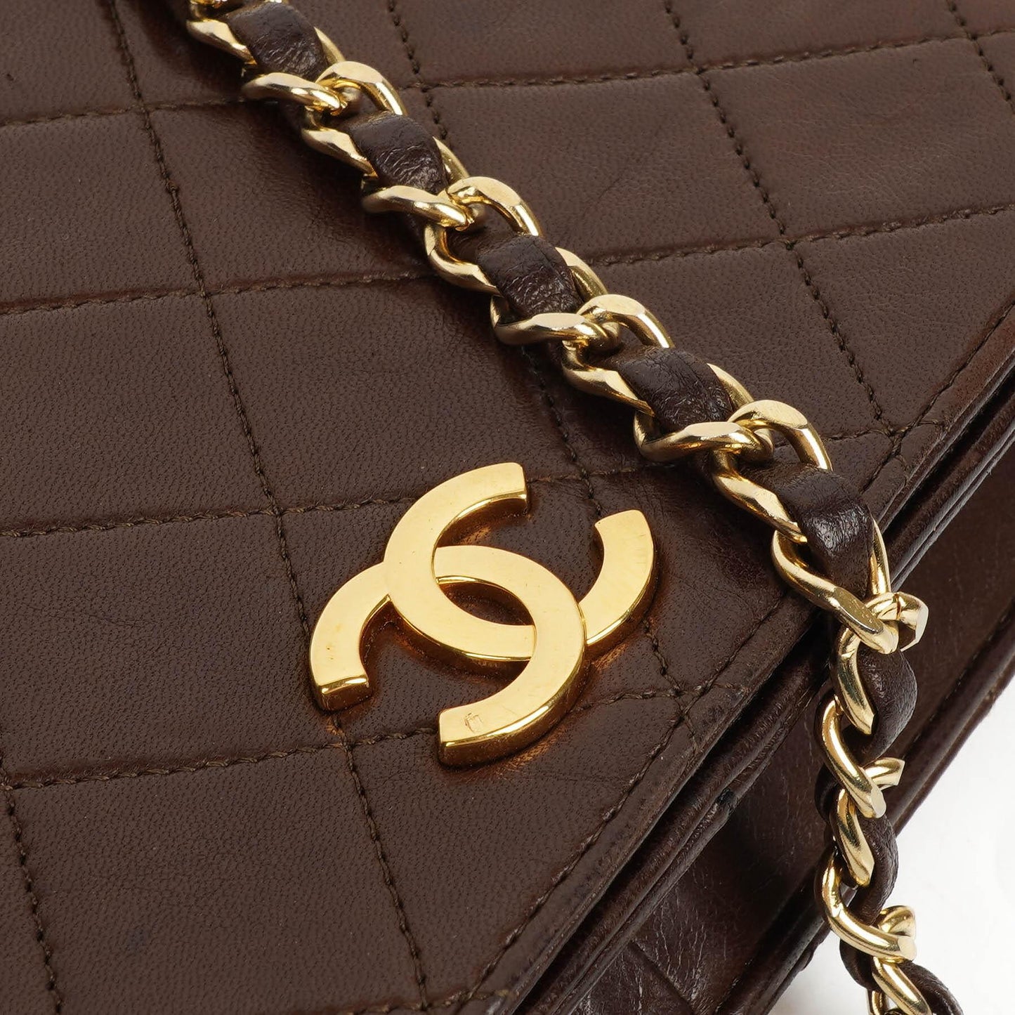 Chanel Classic Brown Quilted Lambskin Full Flap Bag With 24K Gold-Plated Hardware