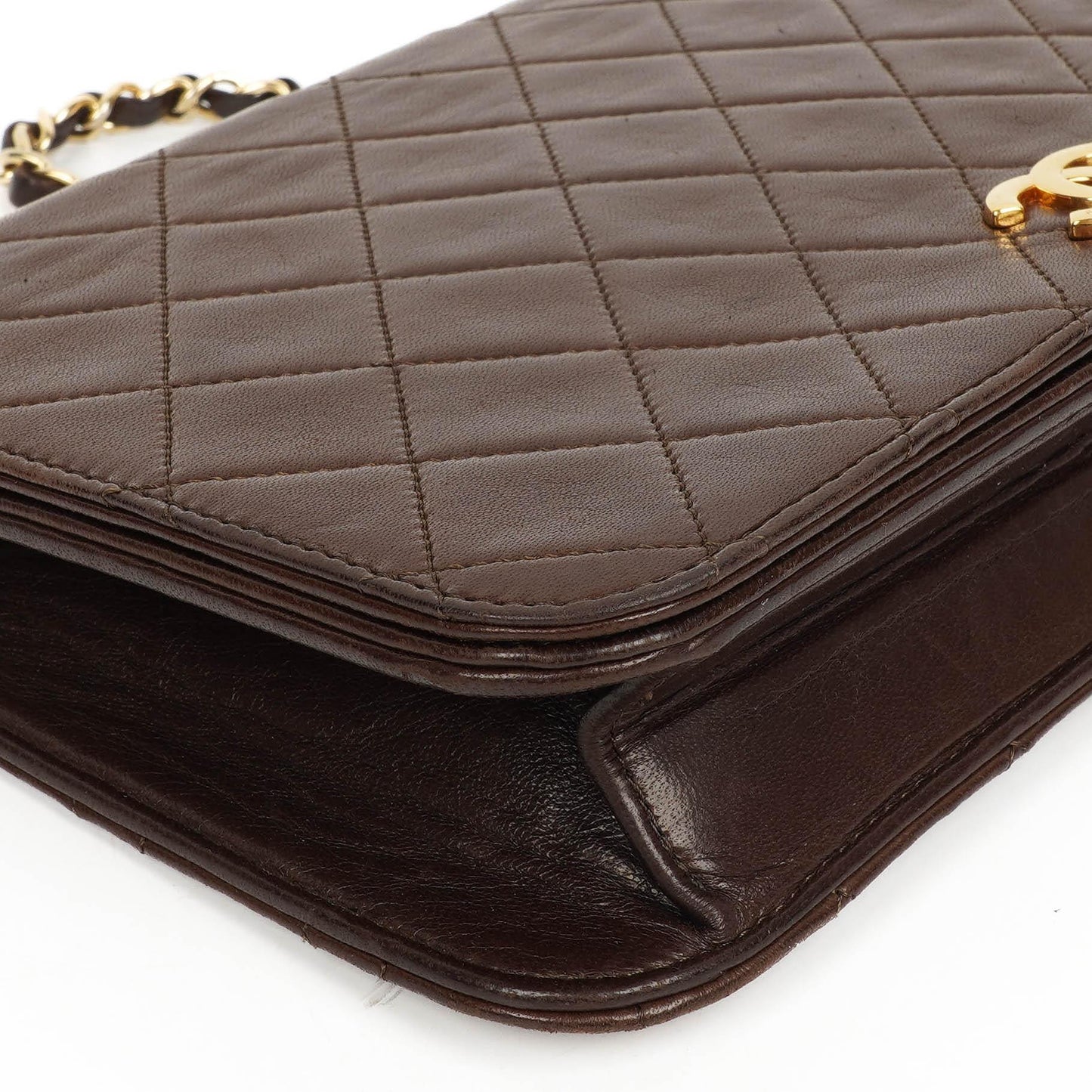 Chanel Classic Brown Quilted Lambskin Full Flap Bag With 24K Gold-Plated Hardware