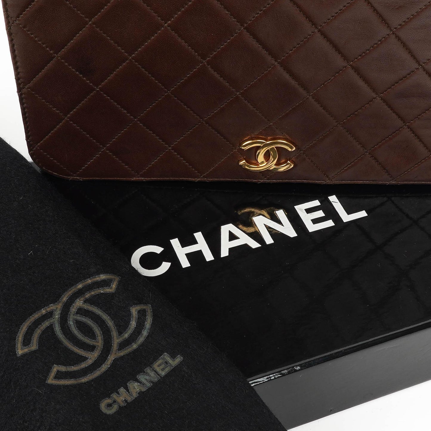Chanel Classic Brown Quilted Lambskin Full Flap Bag With 24K Gold-Plated Hardware