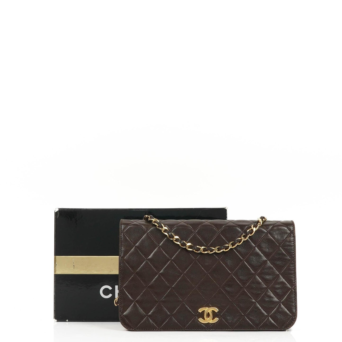 Chanel Classic Brown Quilted Lambskin Full Flap Bag With Gold-Tone Hardware