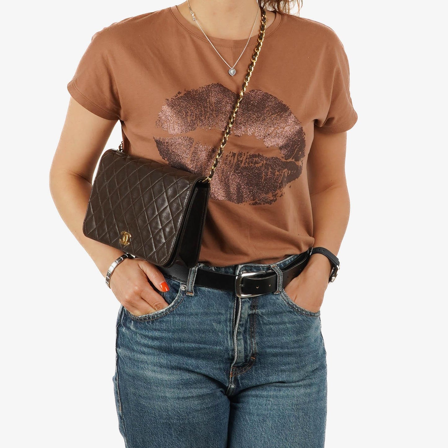 Chanel Classic Brown Quilted Lambskin Full Flap Bag With Gold-Tone Hardware