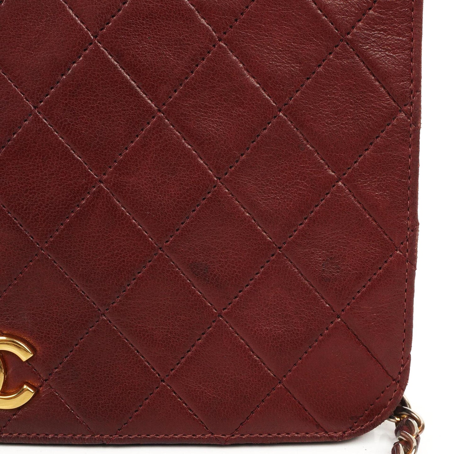 Chanel Classic Burgundy Quilted Lambskin Full Flap Bag With 24K Gold-Plated Hardware