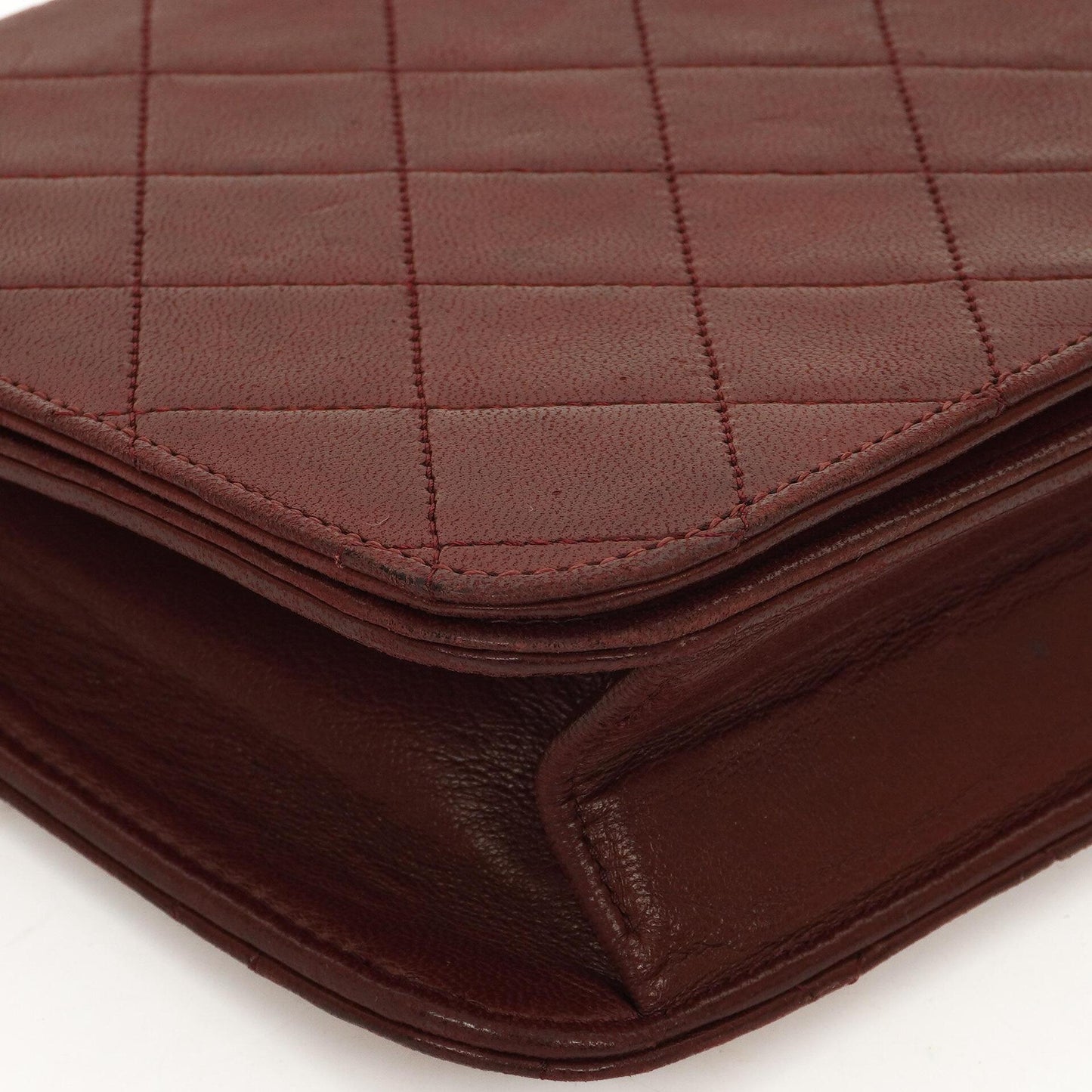 Chanel Classic Burgundy Quilted Lambskin Full Flap Bag With 24K Gold-Plated Hardware