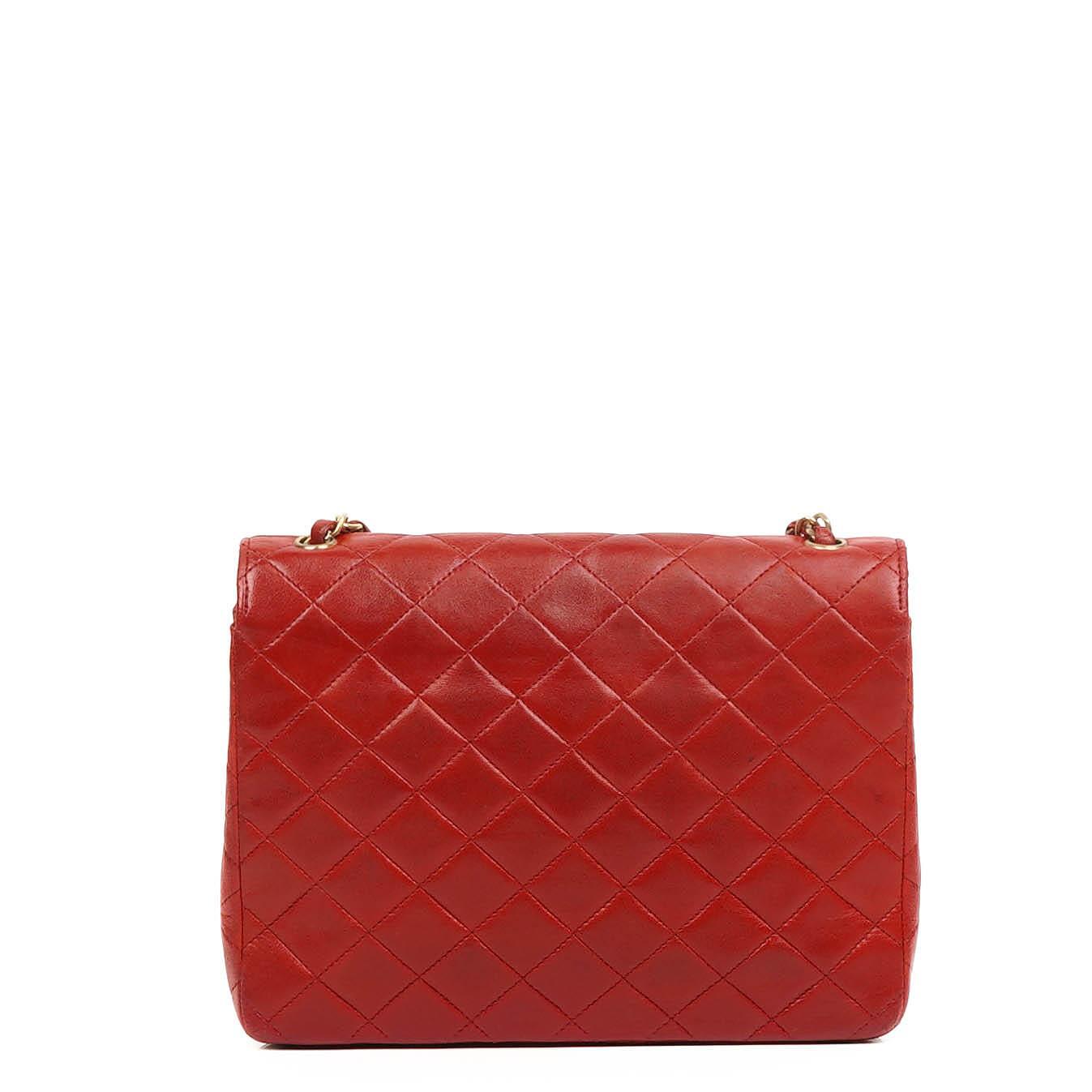 Chanel Classic Envelope Flap Bag in Red Quilted Lambskin With 24K Gold-Plated Hardware