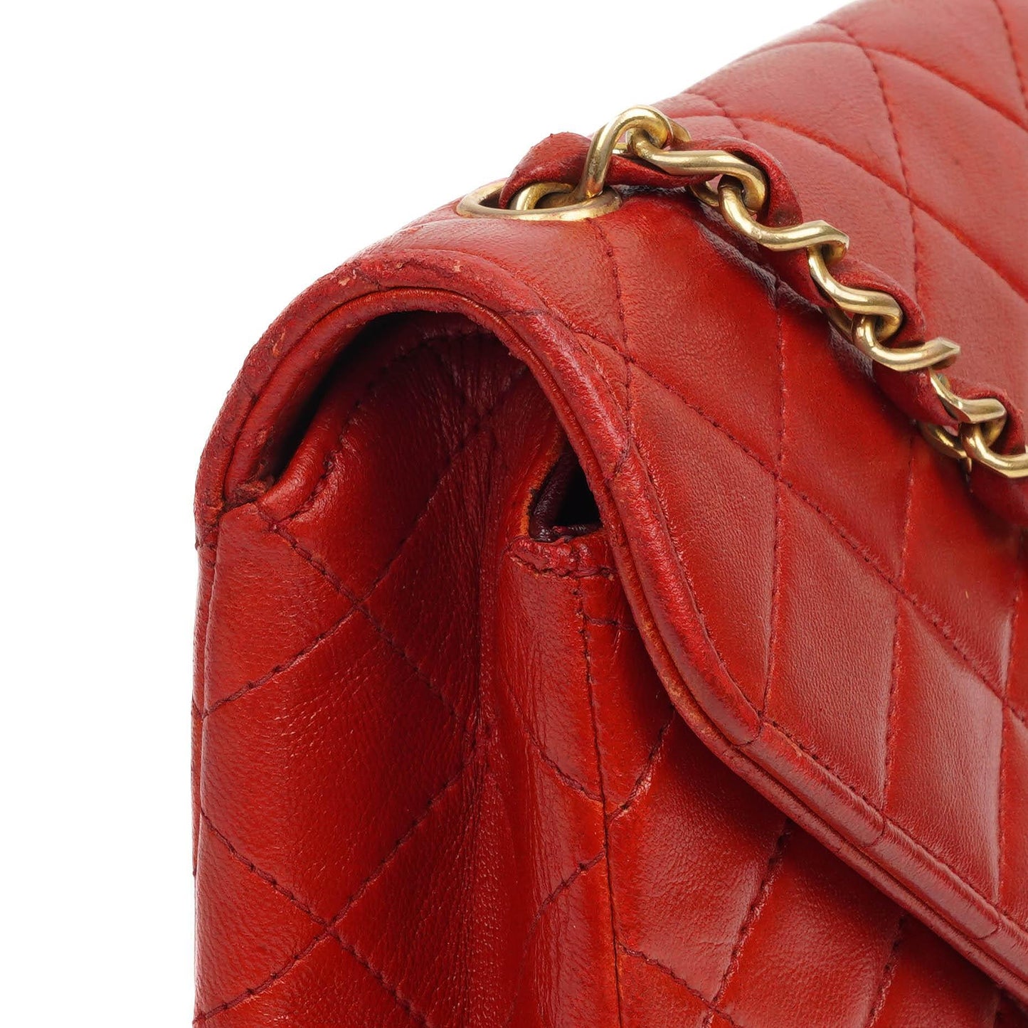 Chanel Classic Envelope Flap Bag in Red Quilted Lambskin With 24K Gold-Plated Hardware